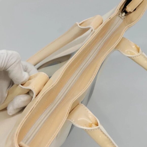 GUCCI Sherry Line Hand Bag Canvas White Black Auth ep7988 - Picture 7 of 15